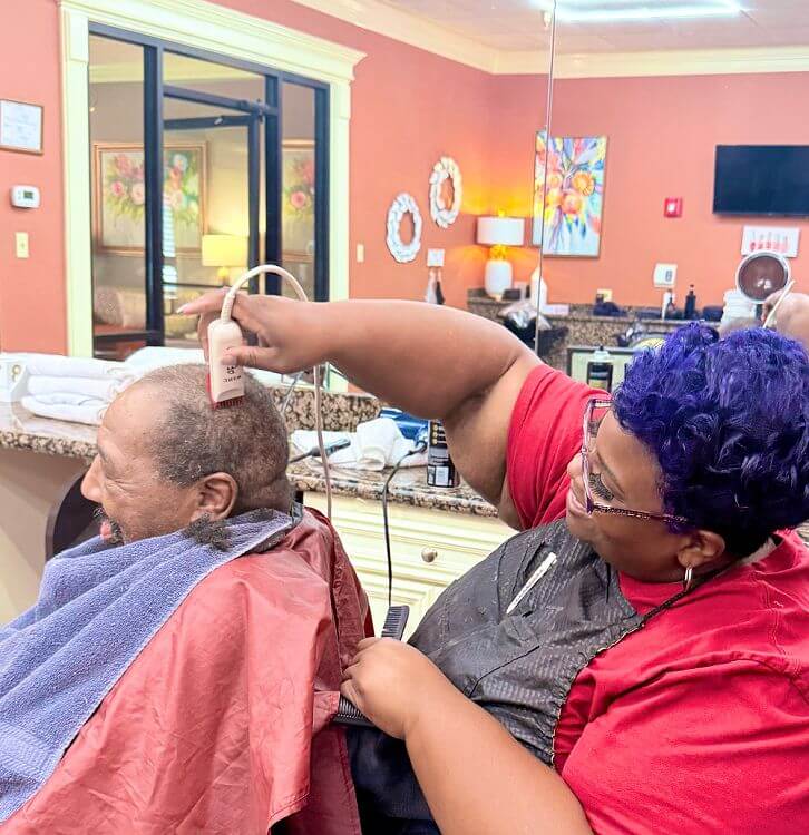 Nurse providing trusted care to a resident