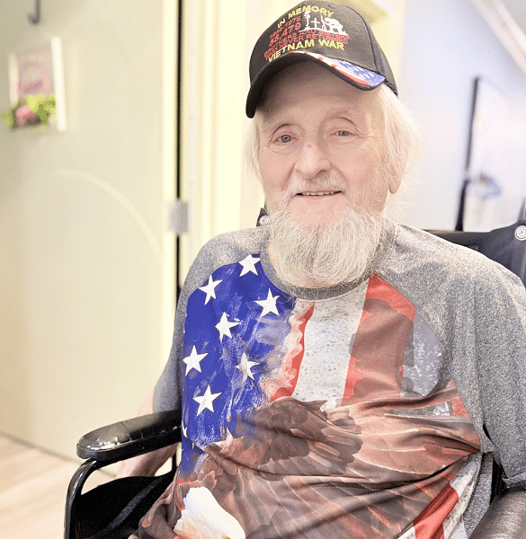 Veteran resident in a wheelchair
